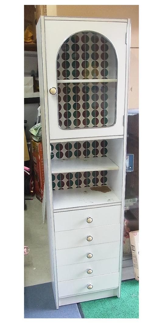 あ*ひ様 アーチ窓　レトロポップ　食器棚　飾り棚　陳列棚　傷汚れあり　昭和家具