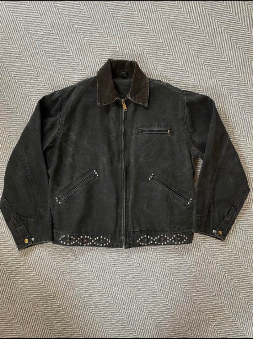 『一点物』Carhartt デトロイトジャケット ブラック スタッズカスタム