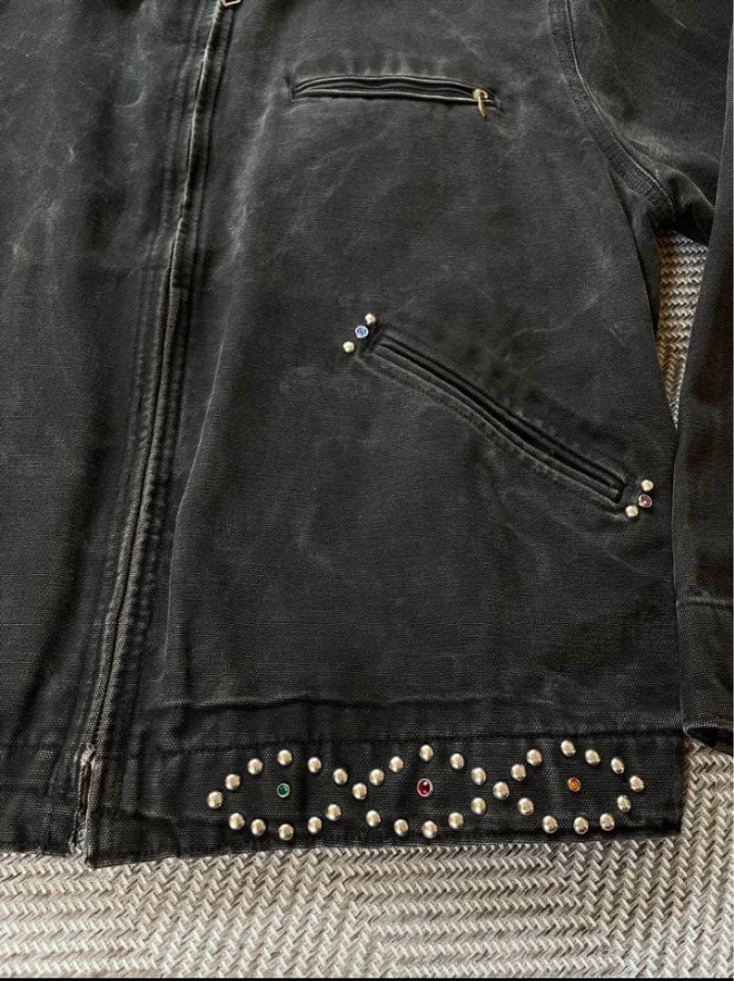 『一点物』Carhartt デトロイトジャケット ブラック スタッズカスタム