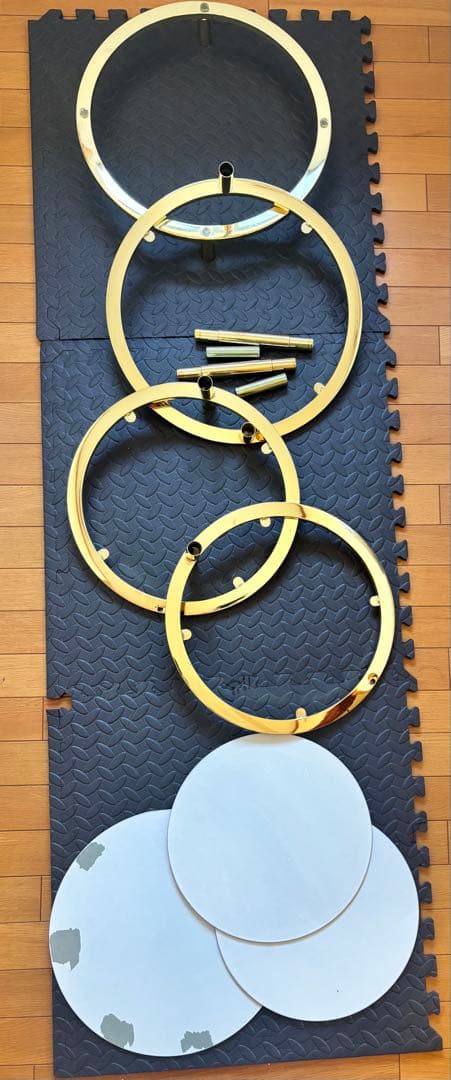 円形スライドテーブル　サイドテーブル　豹柄　ガラステーブル　ラウンドテーブル