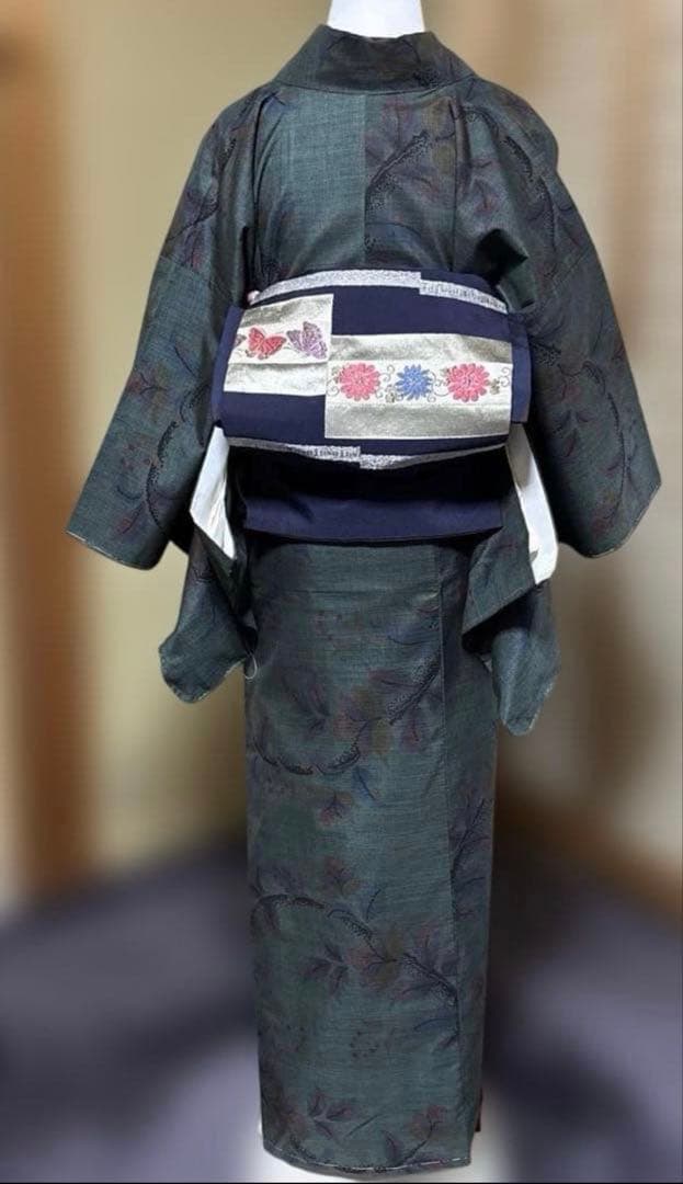 新品 美品　証紙　本場奄美大島紬　一元式古代泥染　フルセット　163/66