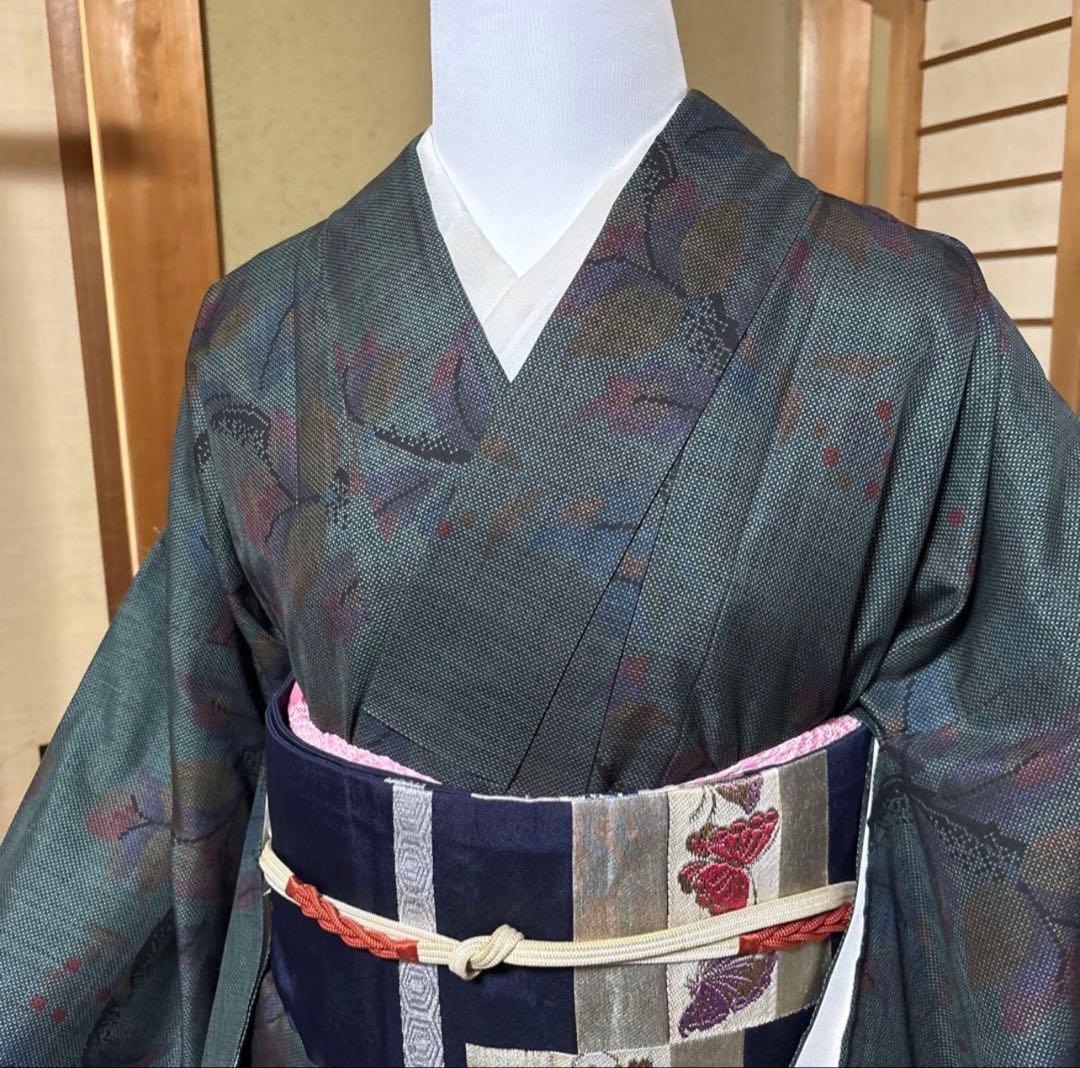 新品 美品　証紙　本場奄美大島紬　一元式古代泥染　フルセット　163/66