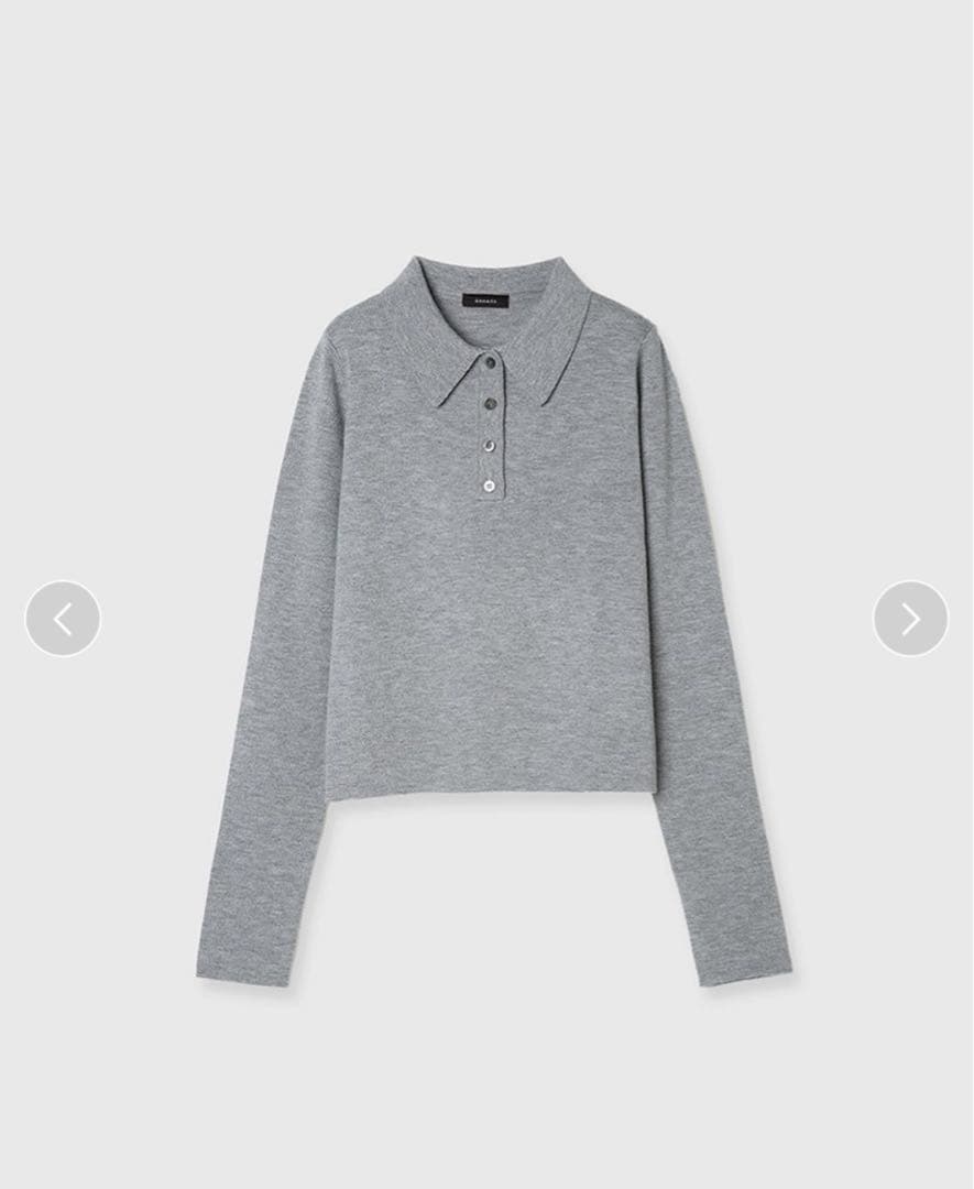 anuans ウールニットポロシャツ　グレー