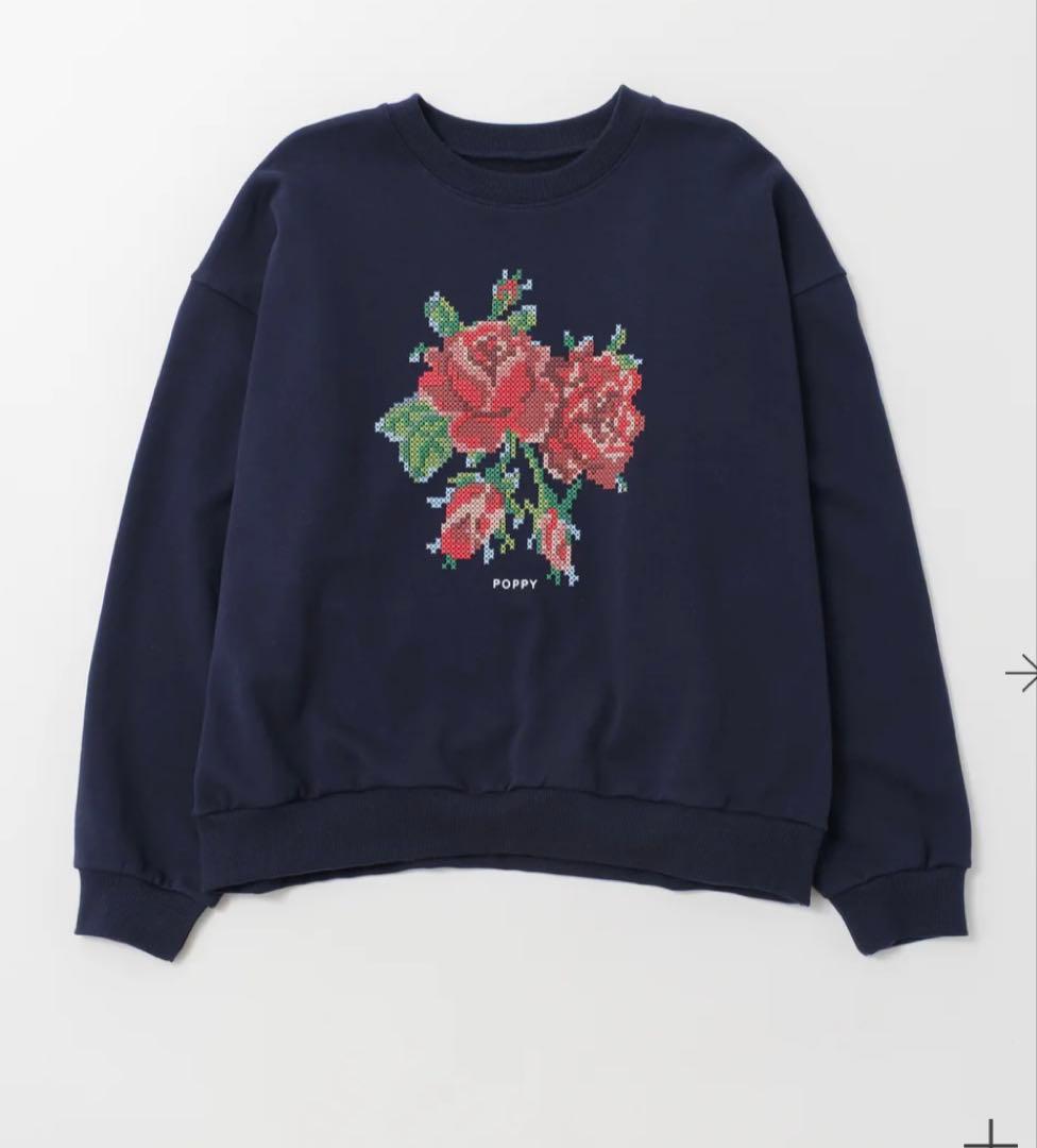 トップス POPPYFLOWER CROSS-STITCH PRINTSWEATSHIRT