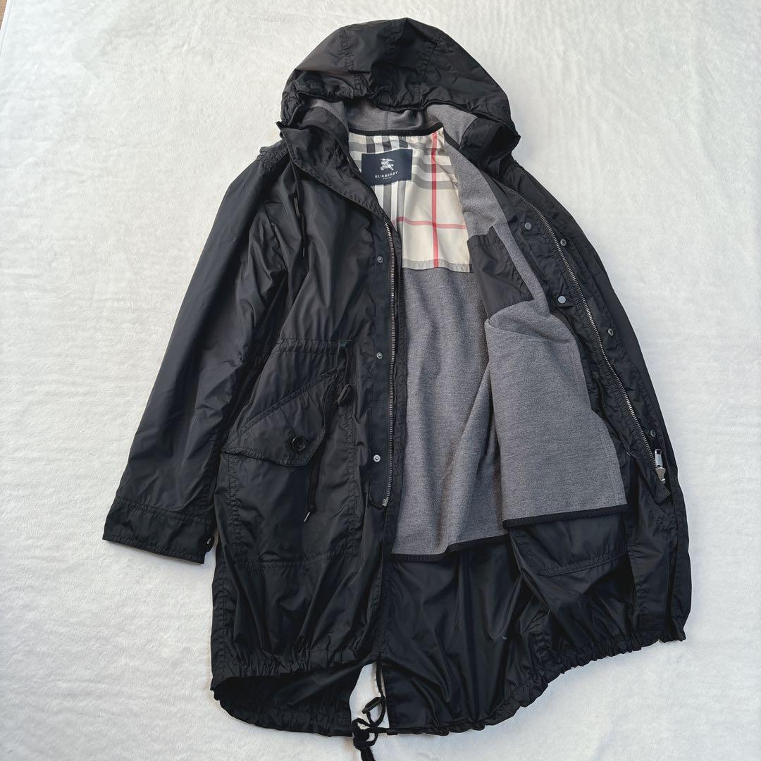 【美品】バーバリーロンドン　モッズコート　ナイロン　ノバチェック　ブラック