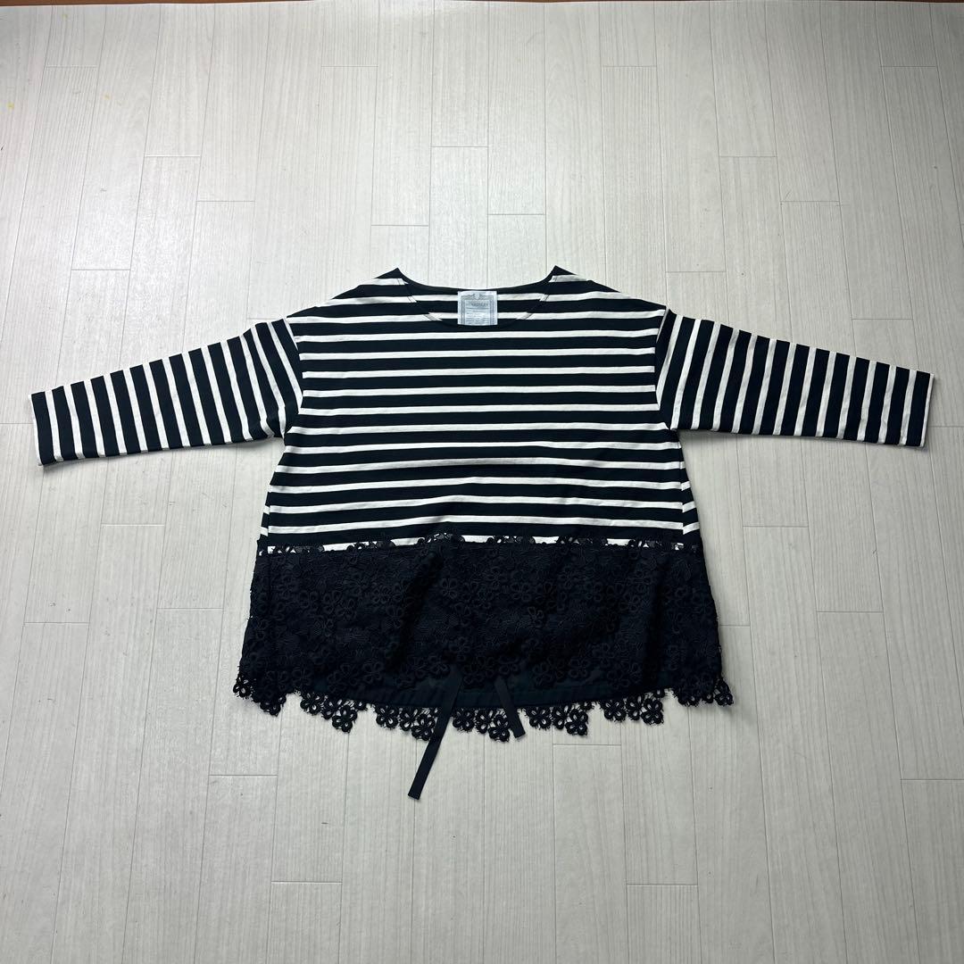 ビアズリー ボーダー カットソー 裾レース ロンT