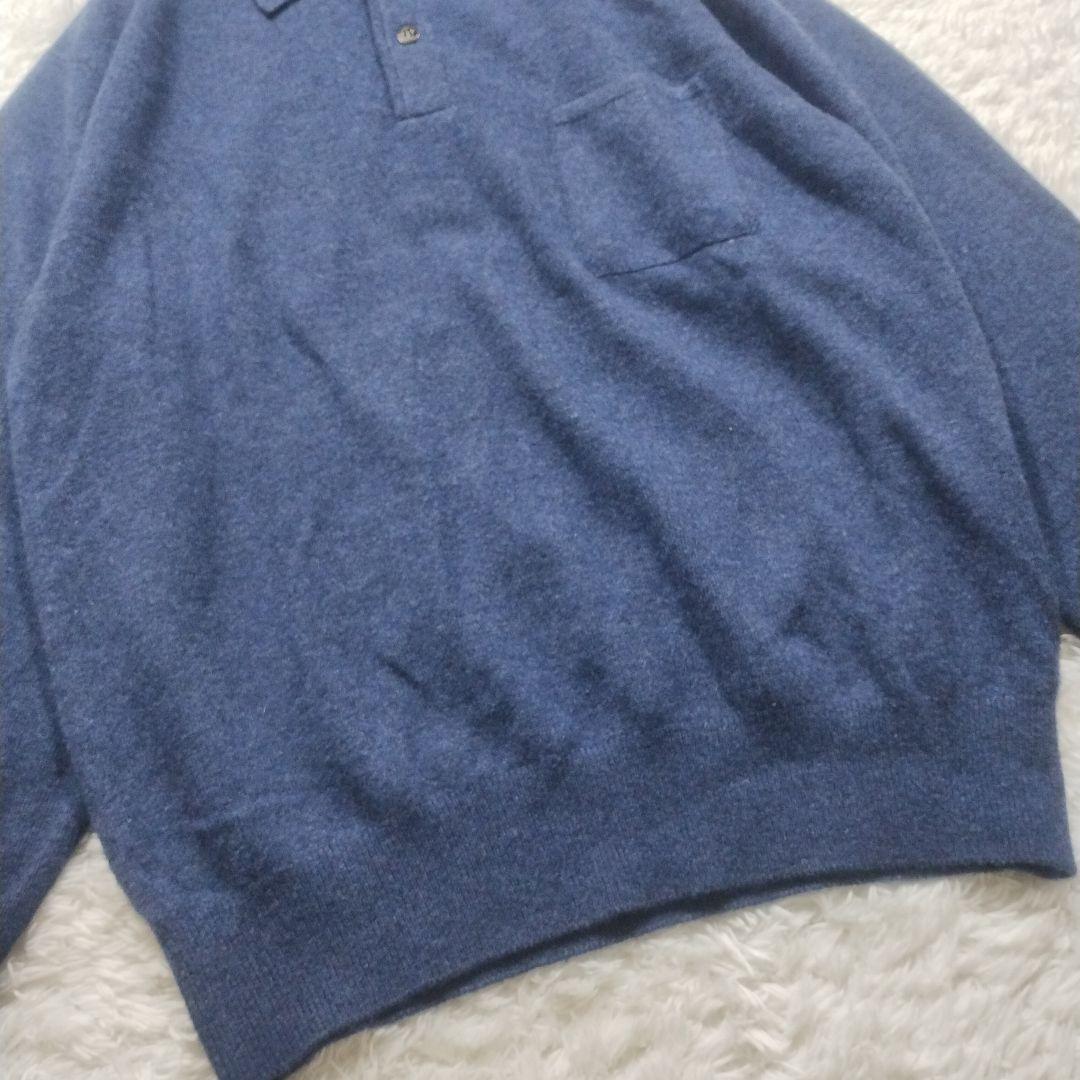極美品✨LeCENT カシミヤ 100% ニット ポロシャツ 長袖 ネイビー M