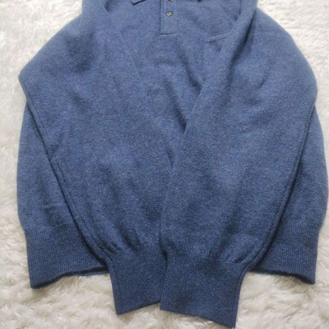 極美品✨LeCENT カシミヤ 100% ニット ポロシャツ 長袖 ネイビー M