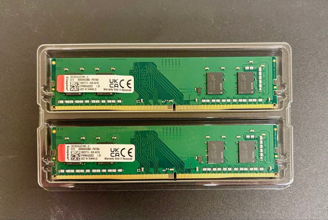 Kingston製 DDR4 メモリ 8GB×2枚セット（合計16GB）