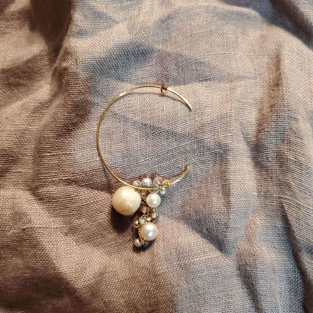 SWEETPEA スイートピーパール付きフープピアス(片耳用)2way最終価格❗