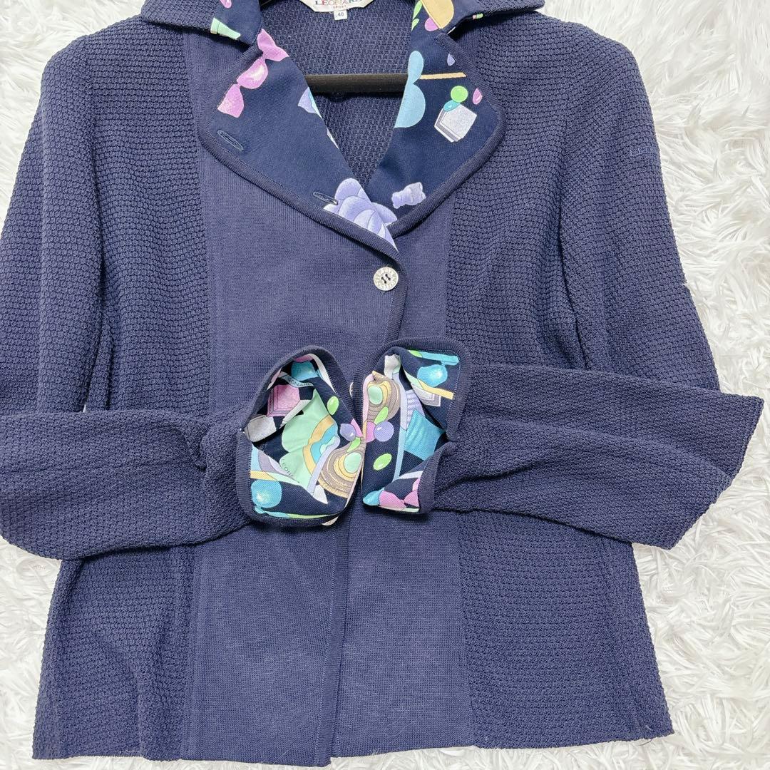 美品✨レオナールスポーツ2way テーラード ジャケット 花柄 ブルー L