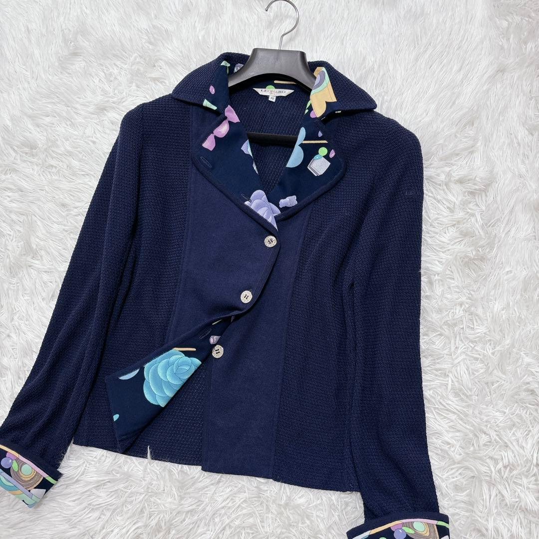 美品✨レオナールスポーツ2way テーラード ジャケット 花柄 ブルー L