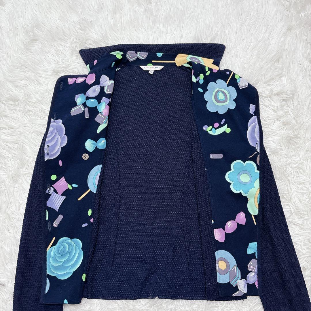 美品✨レオナールスポーツ2way テーラード ジャケット 花柄 ブルー L