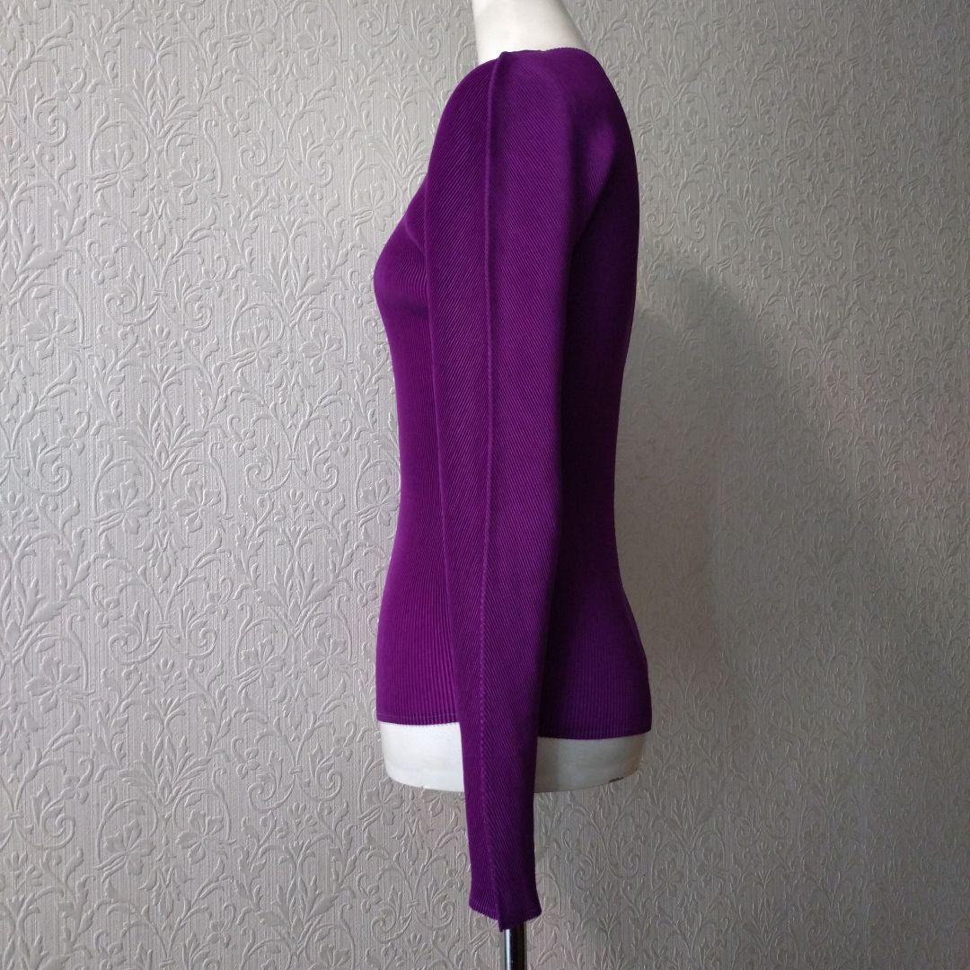 プリーツプリーズ　PLEATSPLEASE リブ編み パープル 長袖 トップス