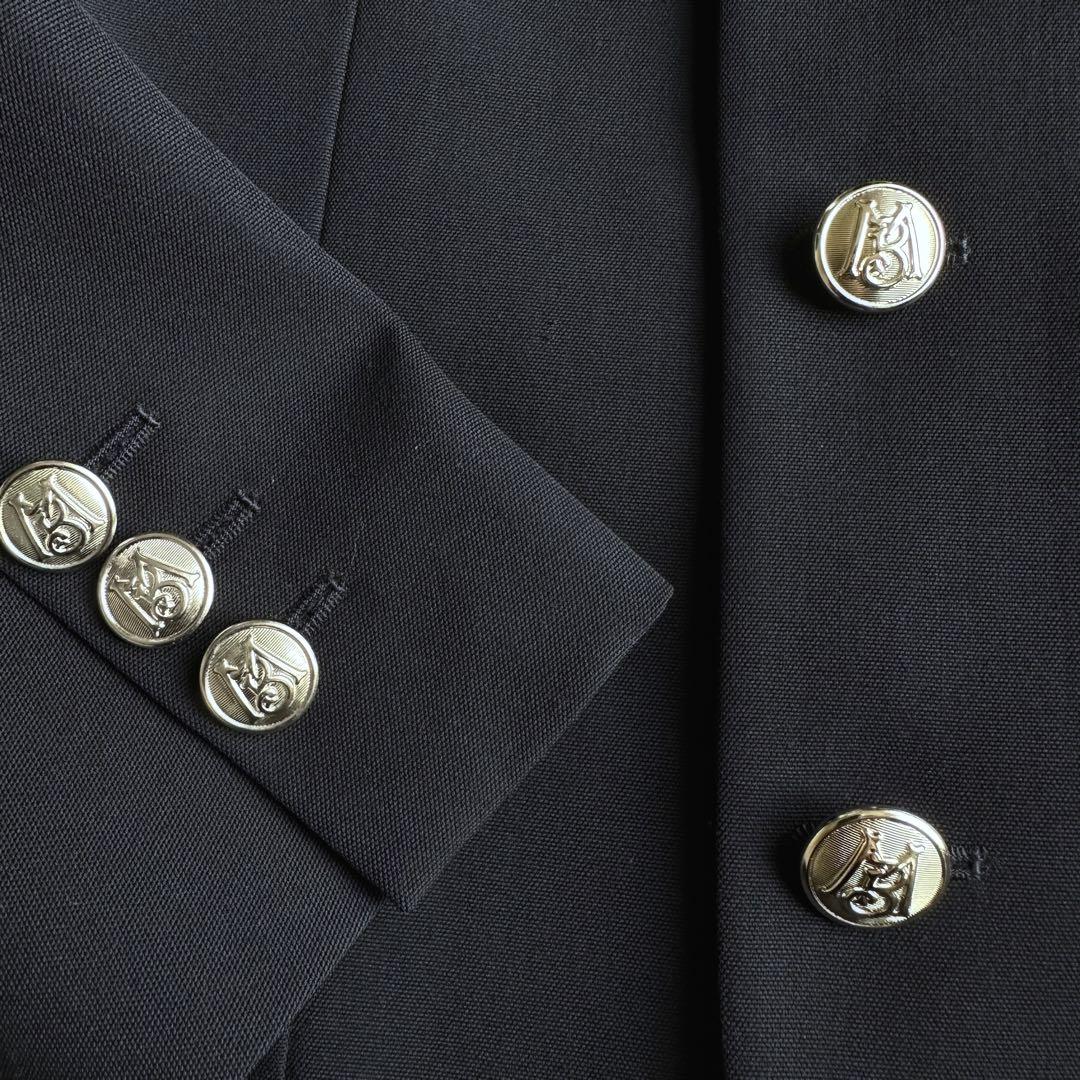 美品▲MADISONBLUE//ネイビージャケット ロゴ刺繍 シルバーボタン 紺