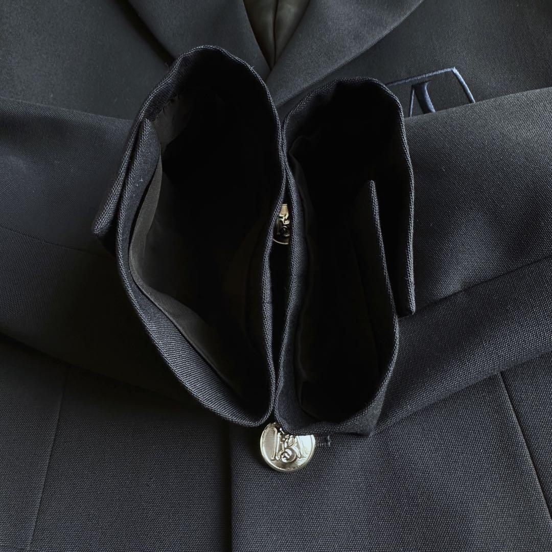 美品▲MADISONBLUE//ネイビージャケット ロゴ刺繍 シルバーボタン 紺