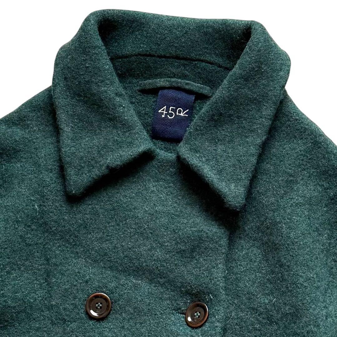 現行タグ 45r フロート縮絨のPコート ダブル ジャケット R刺繍 グリーン