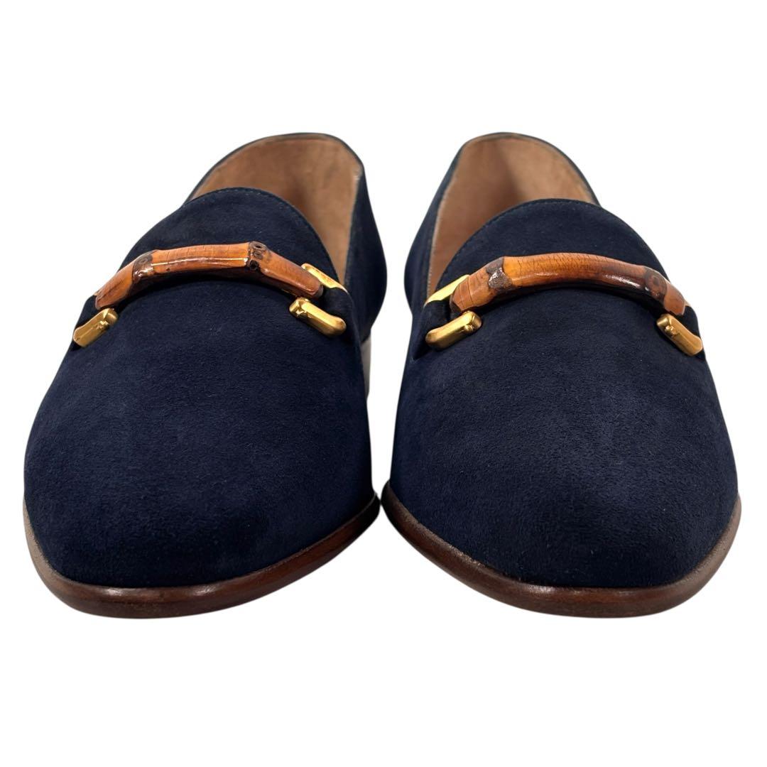 美品 グッチ GUCCI 36 1/2 23.5 スエード ローファー バンブー