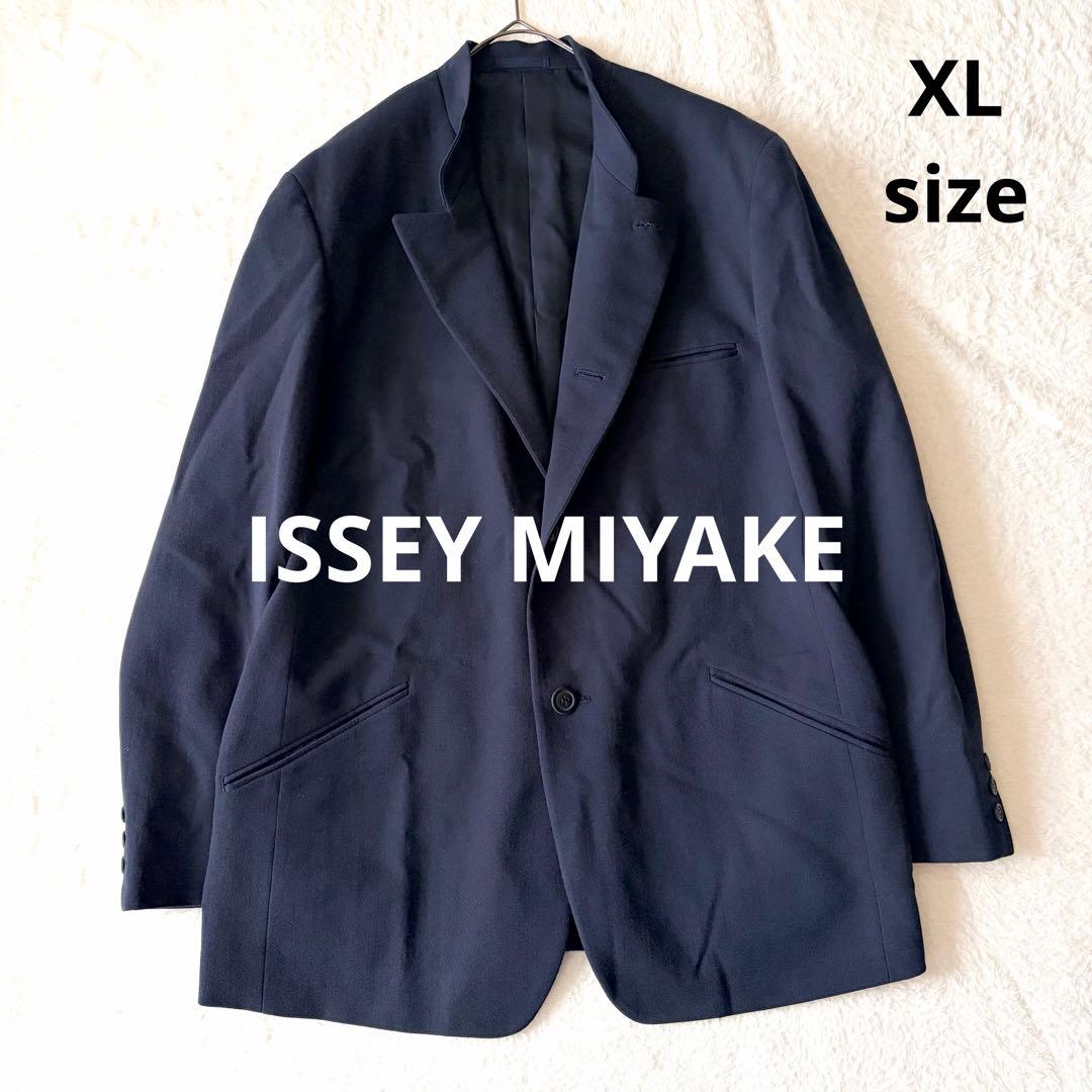 6155 【希少】 イッセイミヤケ スタンドカラージャケット XL ネイビー