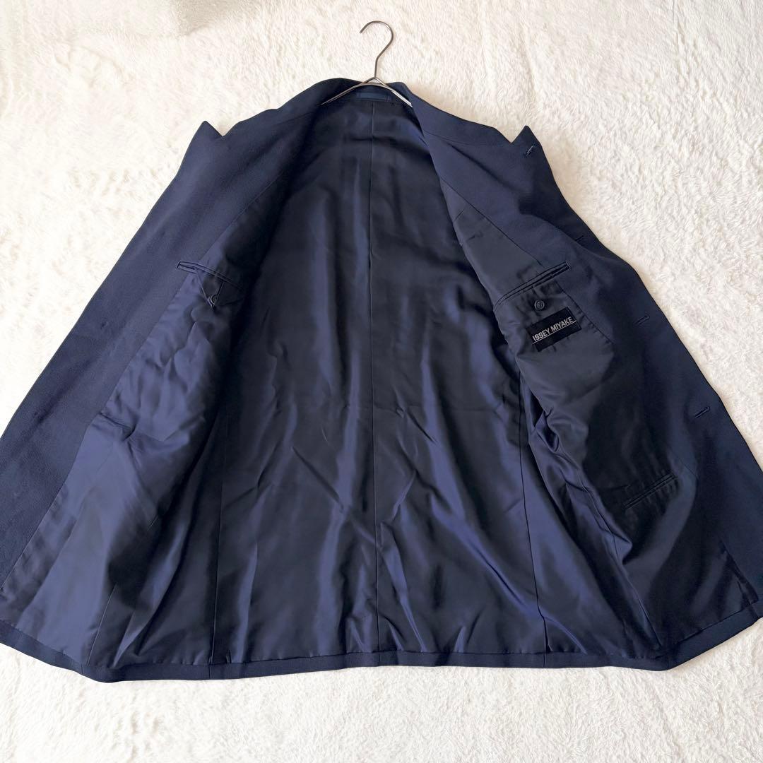 6155 【希少】 イッセイミヤケ スタンドカラージャケット XL ネイビー