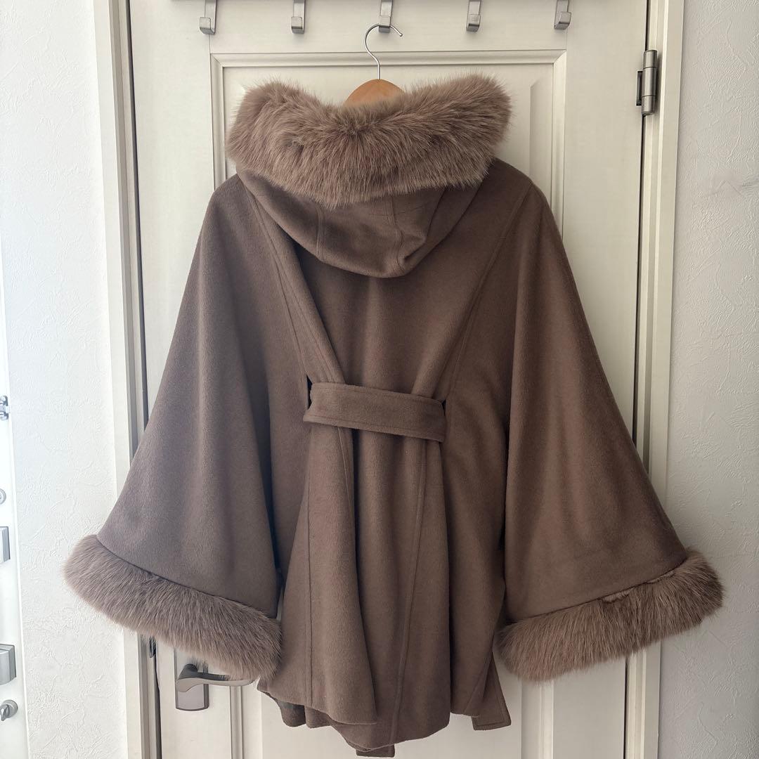 rienda ウールMIXフードポンチョコート