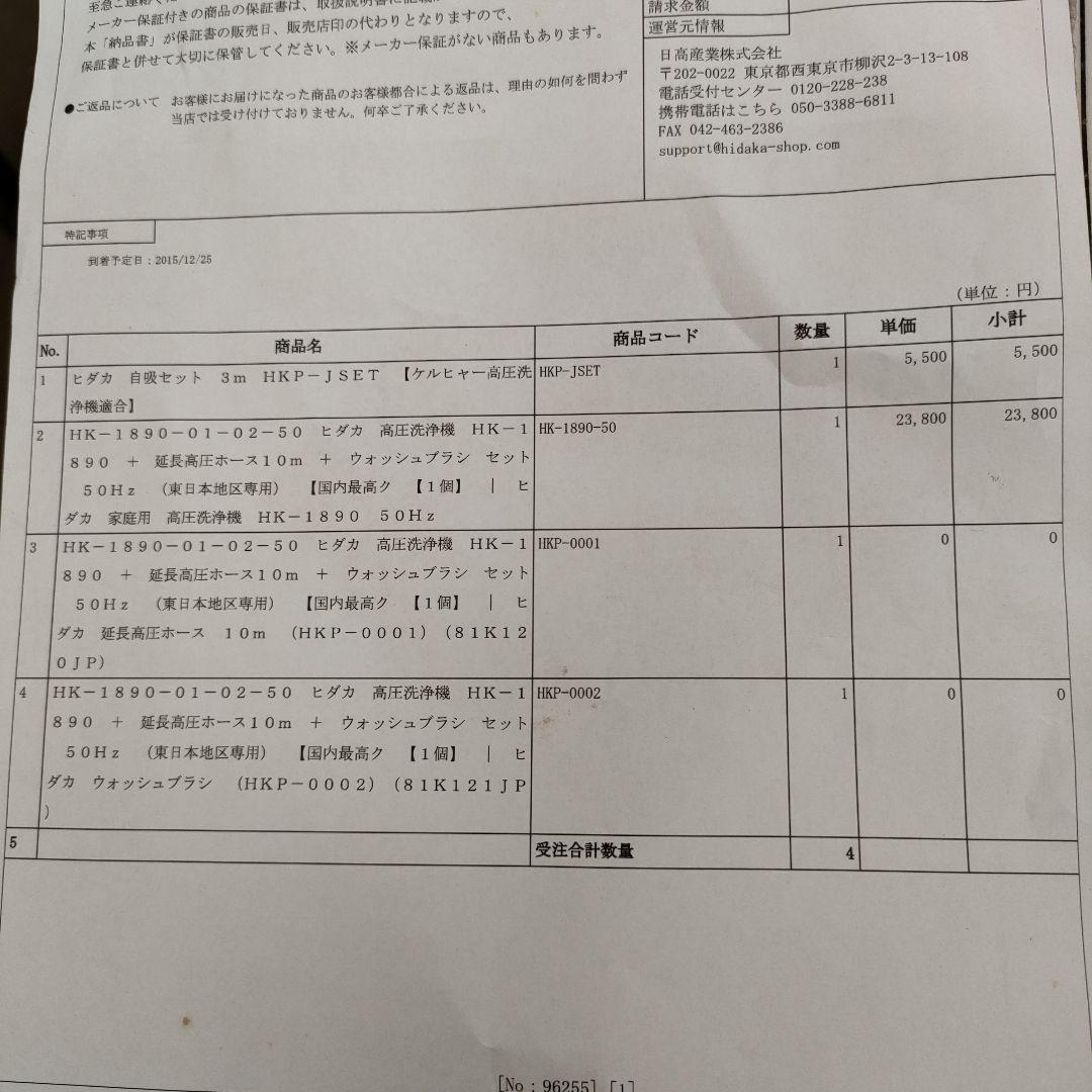 HIDAKA 高圧洗浄機 HK-1890 50HZ（東日本地区専用）　新品未使用