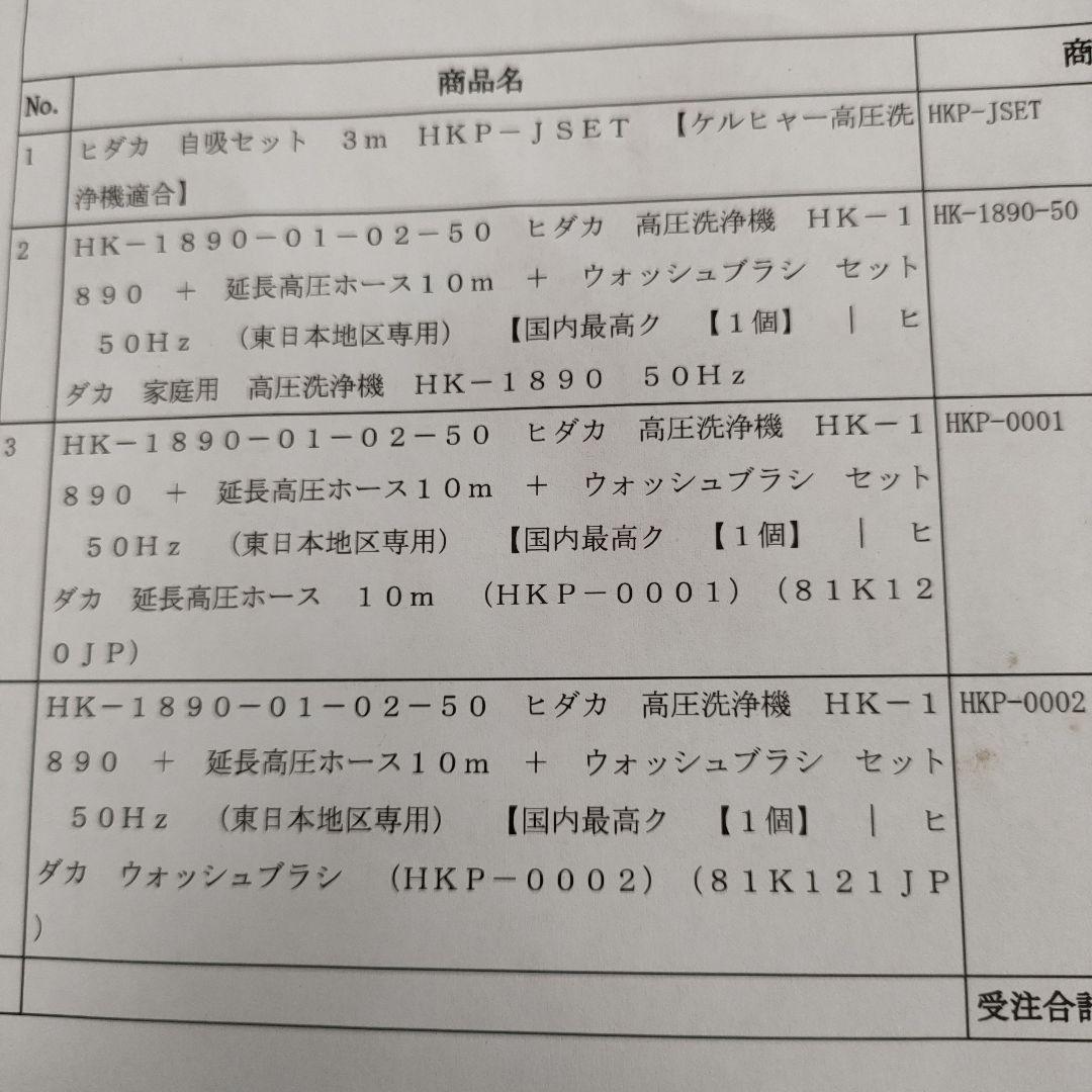 HIDAKA 高圧洗浄機 HK-1890 50HZ（東日本地区専用）　新品未使用