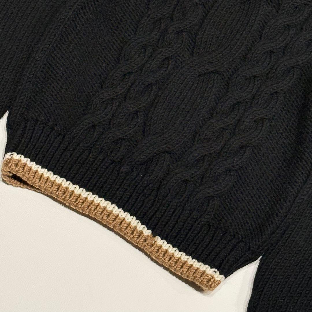 美品 モンクレール 厚手ニット M 黒色 ケーブルニット
