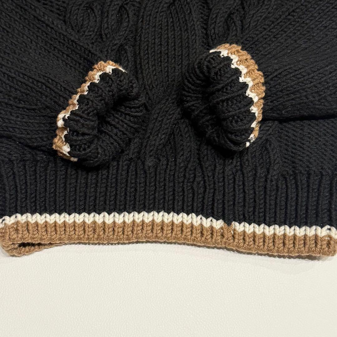 美品 モンクレール 厚手ニット M 黒色 ケーブルニット
