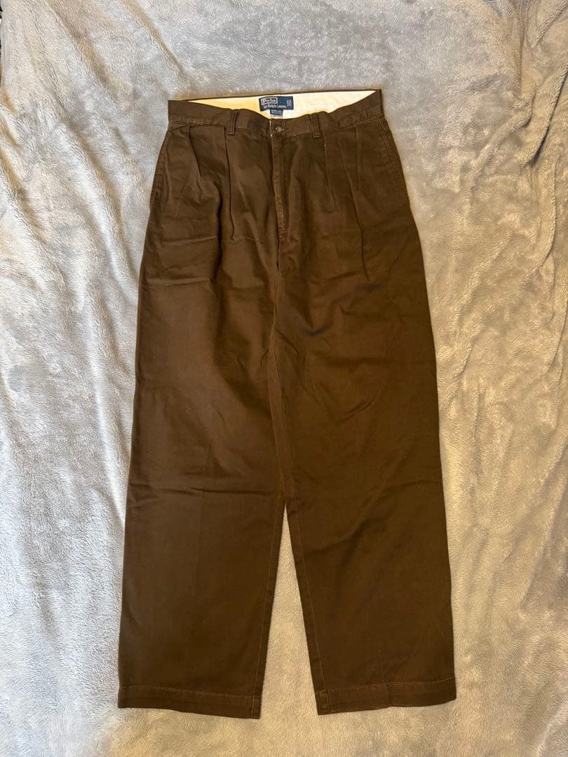 ラルフローレン 2タック チノパン ブラウン