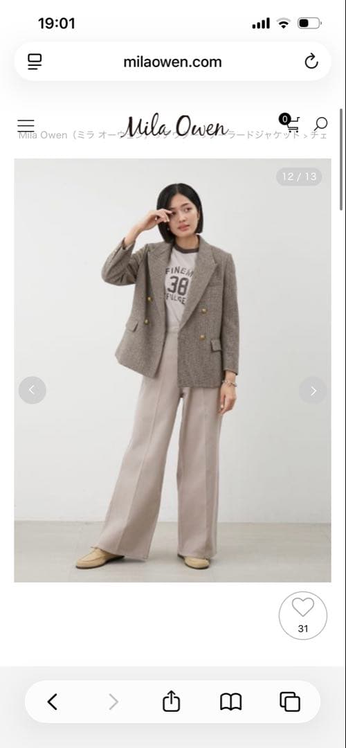 今季　ミラ オーウェン　チェック金釦ダブルブレストブレザー