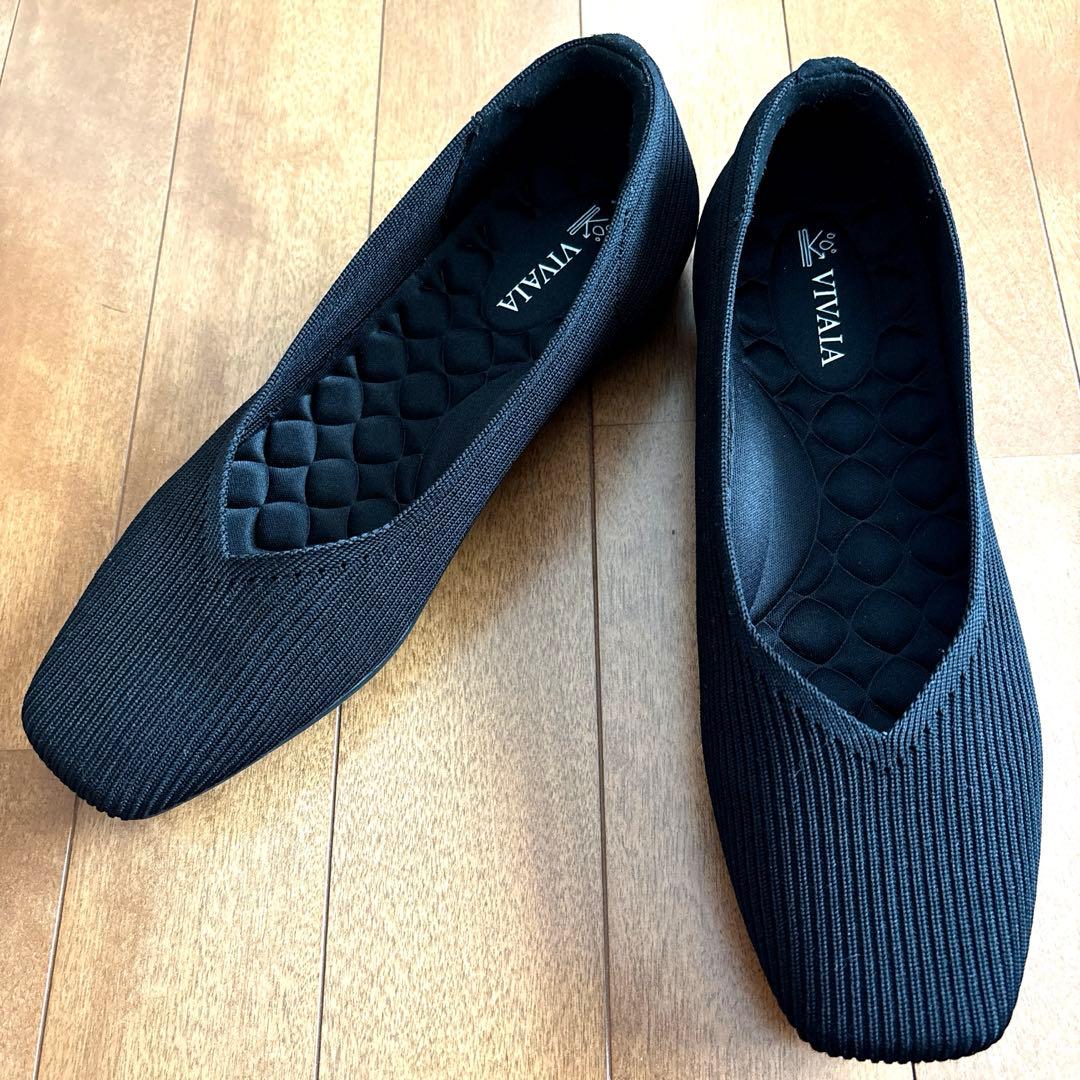 【美品】VIVAIA スクエアトゥパンプス 黒 38.5/24.5cm