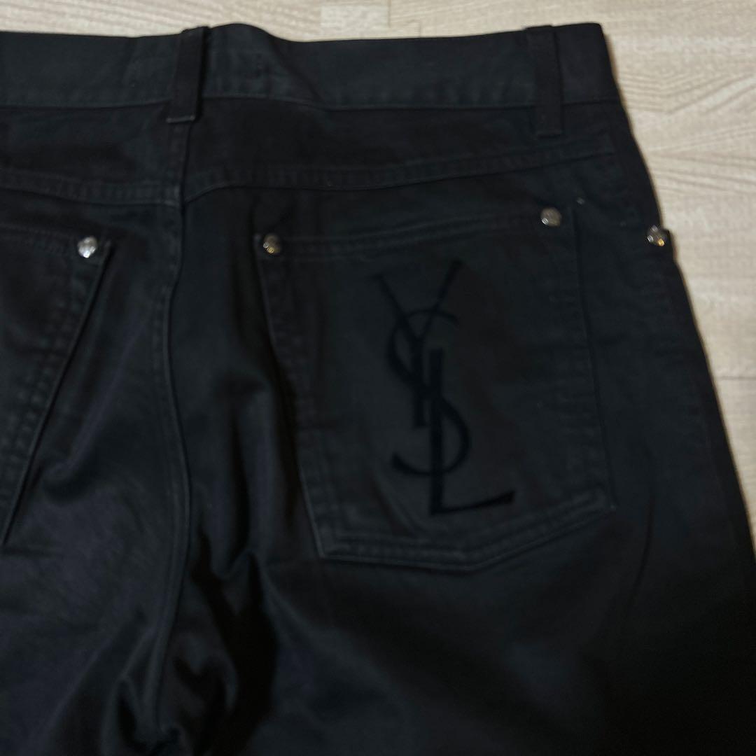 イヴサンローランリヴゴーシュ　フレアチノパンツ　46 BLACK