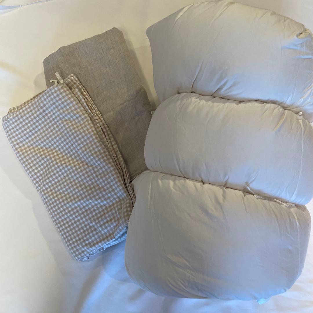 無印良品 クイーン羽毛掛け布団 麻と綿のふとんカバー2枚付き