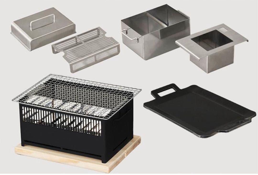 炭焼き器 ステンレス グリル HotCamp ＋Base フルセット 耐熱黒