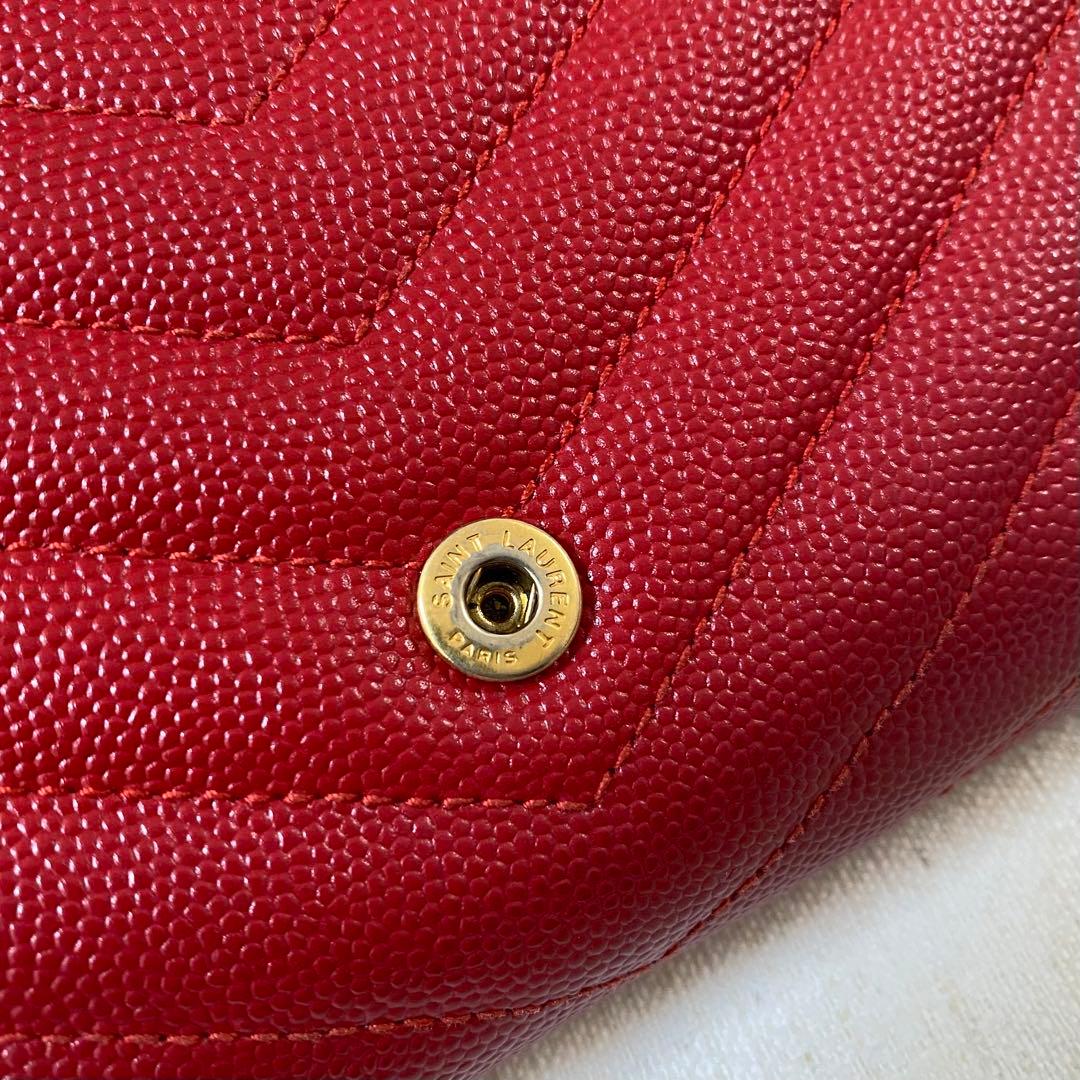 SaintLaurent 長財布 YSL サンローラン キルティング レッド