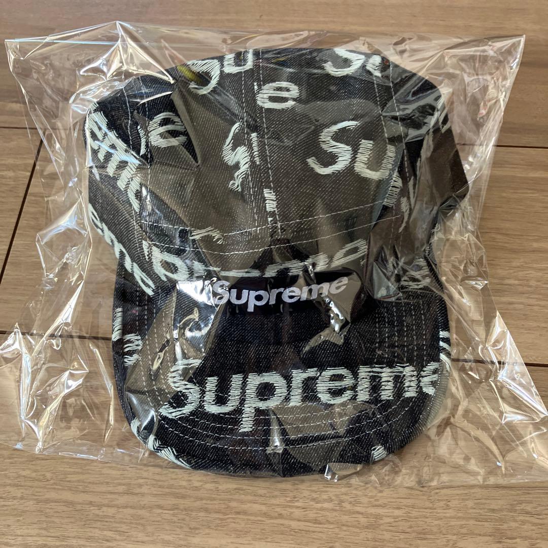 新品Supreme Jacquard Logos Denim Camp Cap