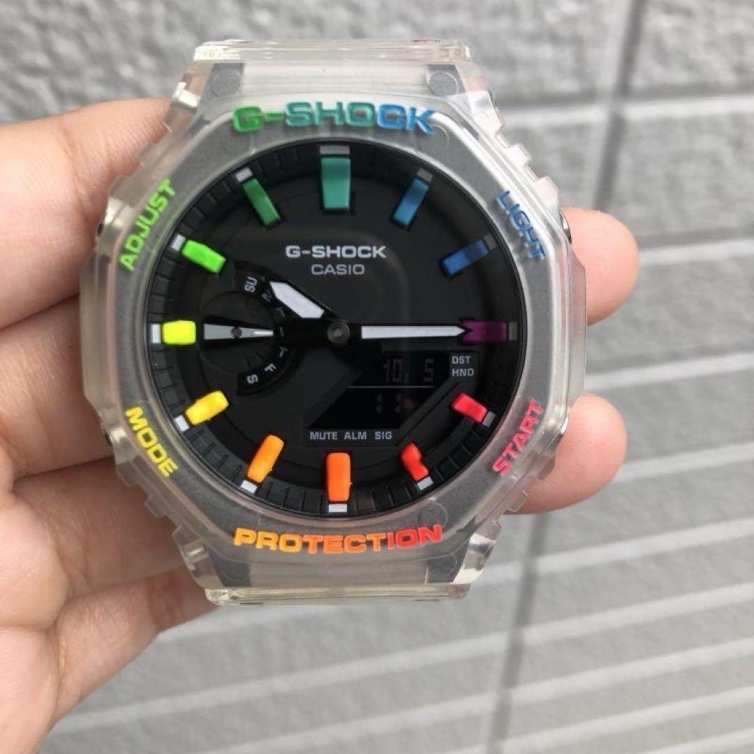 G-SHOCK GA2100 ホワイト/クリア カスタムレイボー塗装