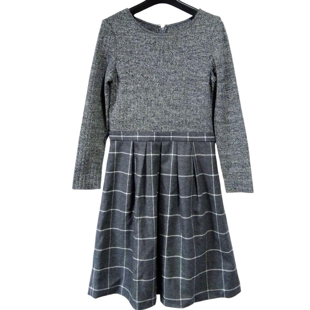 未使用品　オースチンリード　切り替えワンピース　ウール　38　ベルト付き