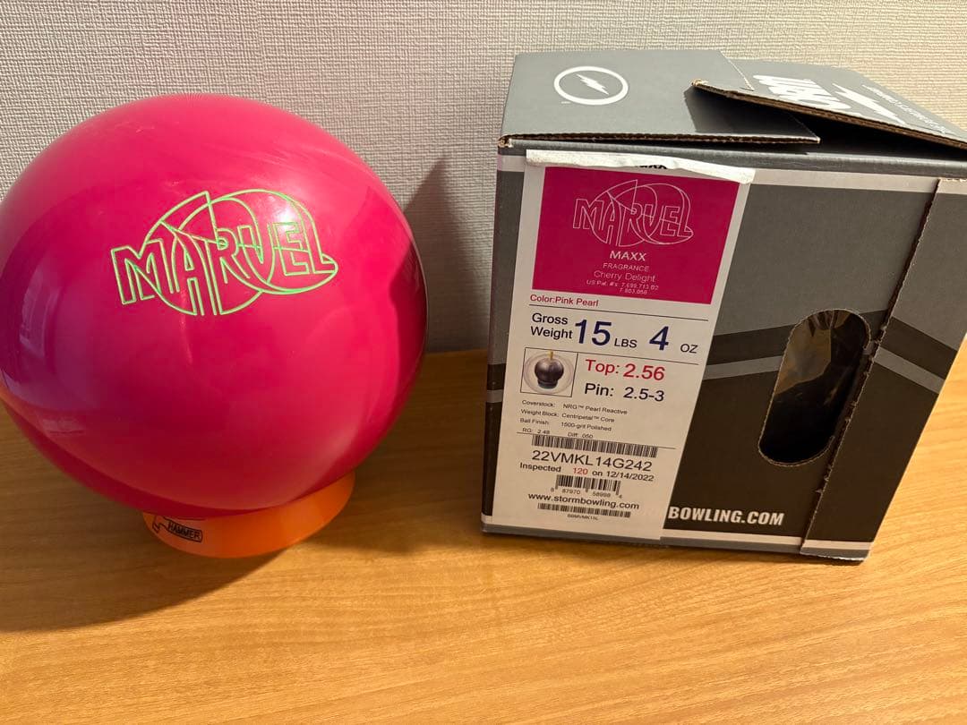 ［*読様 『新品未使用』ストーム　マーベルマックスピンク 15P ボウリングボー