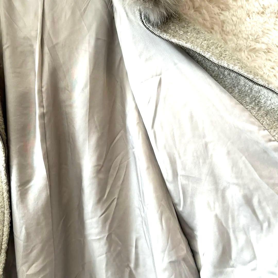 【美品】グレースコンチネンタル ホックスファ フード付きポンチョ グレーベージュ