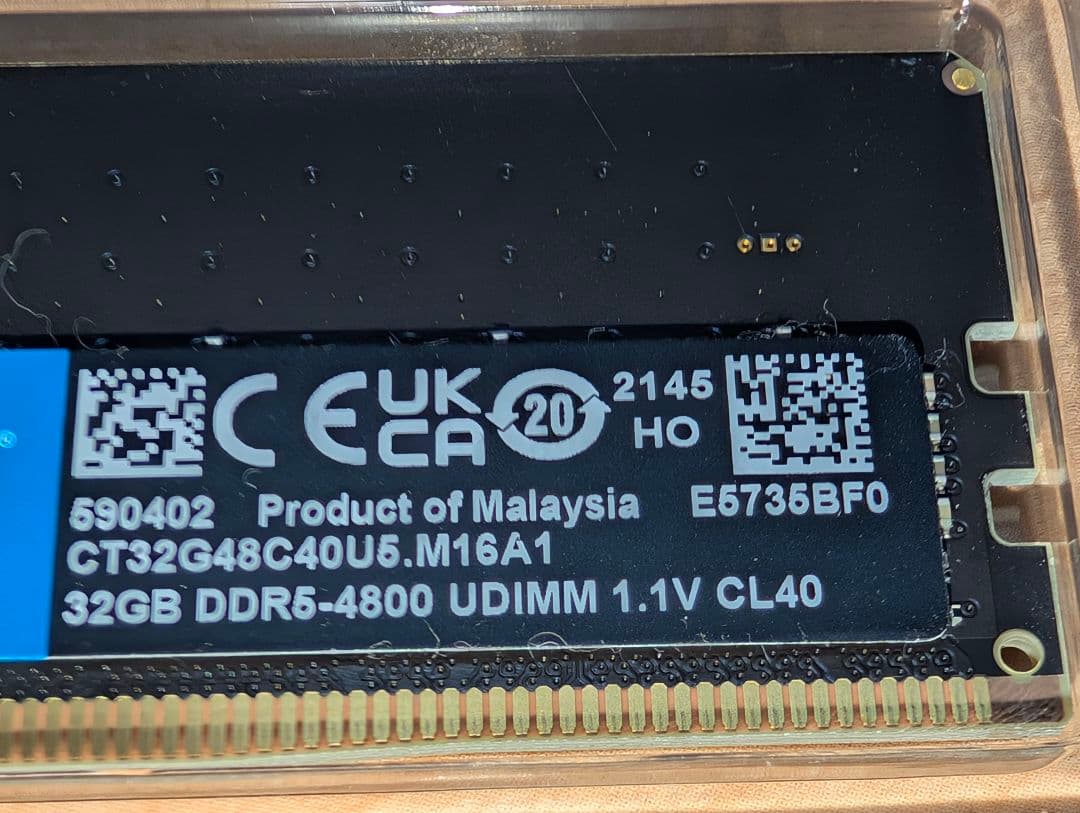 Crucial DDR5　メモリ　32GB CT32G48C40U5