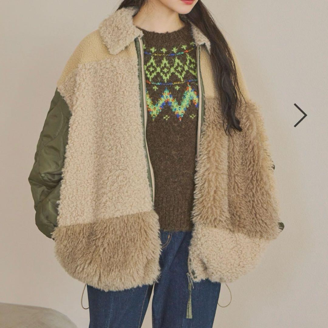 niko and… パッチワークボアブルゾン