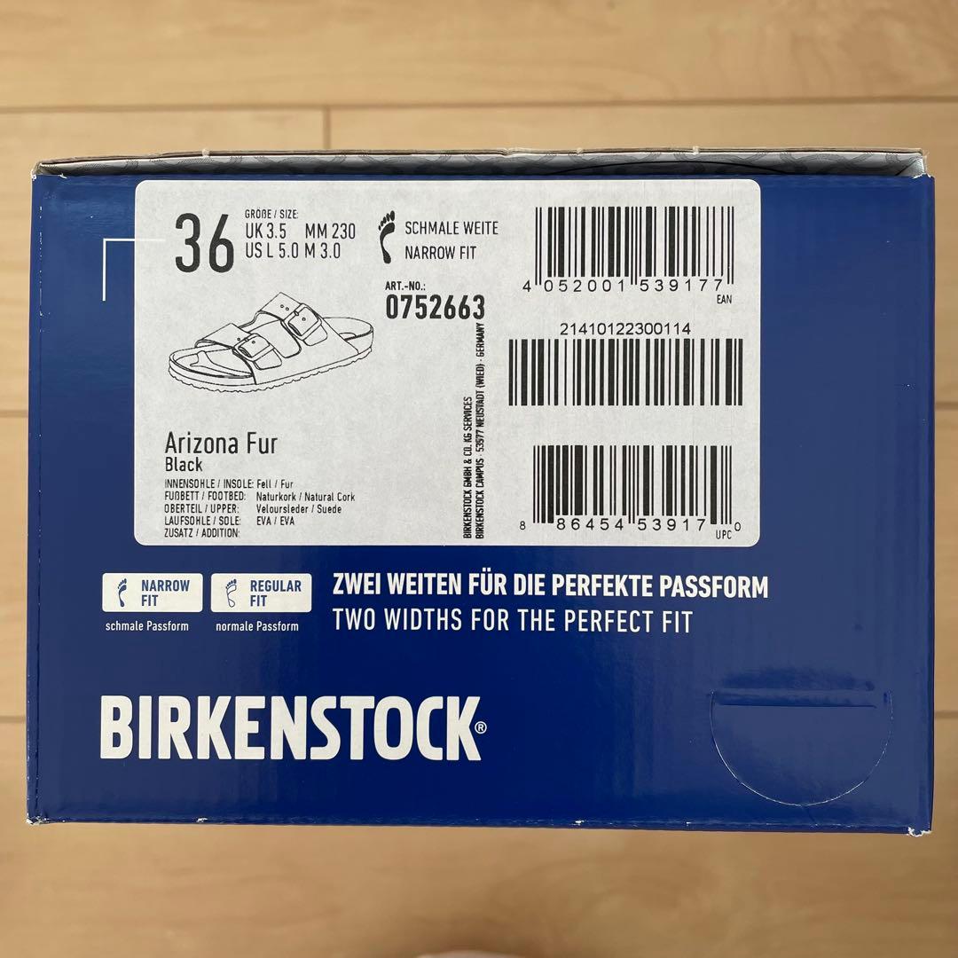 【美品】ビルケンシュトック アリゾナ 36 ファー ブラック サンダル