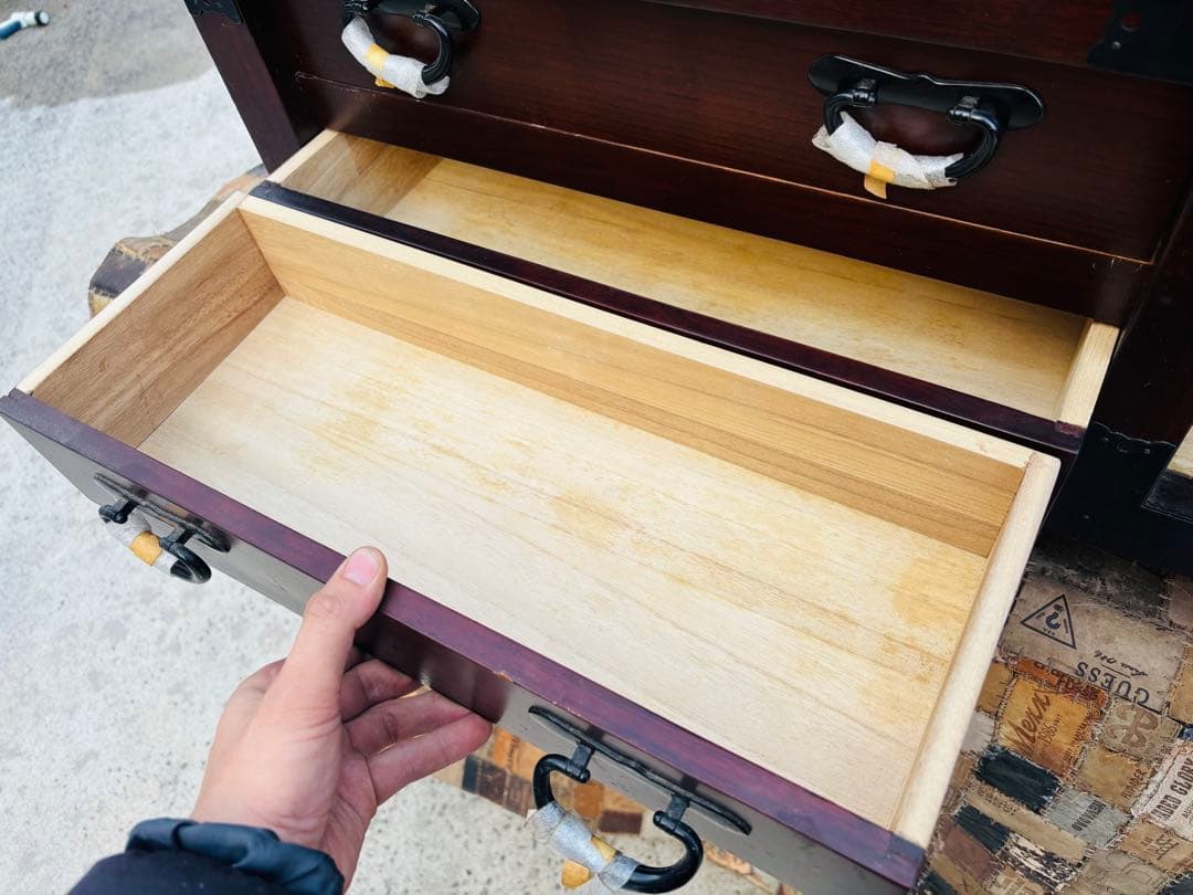 M28★車箪笥★レトロ 民芸家具 収納家具 からくり車タンス 箪笥隠し引き付き