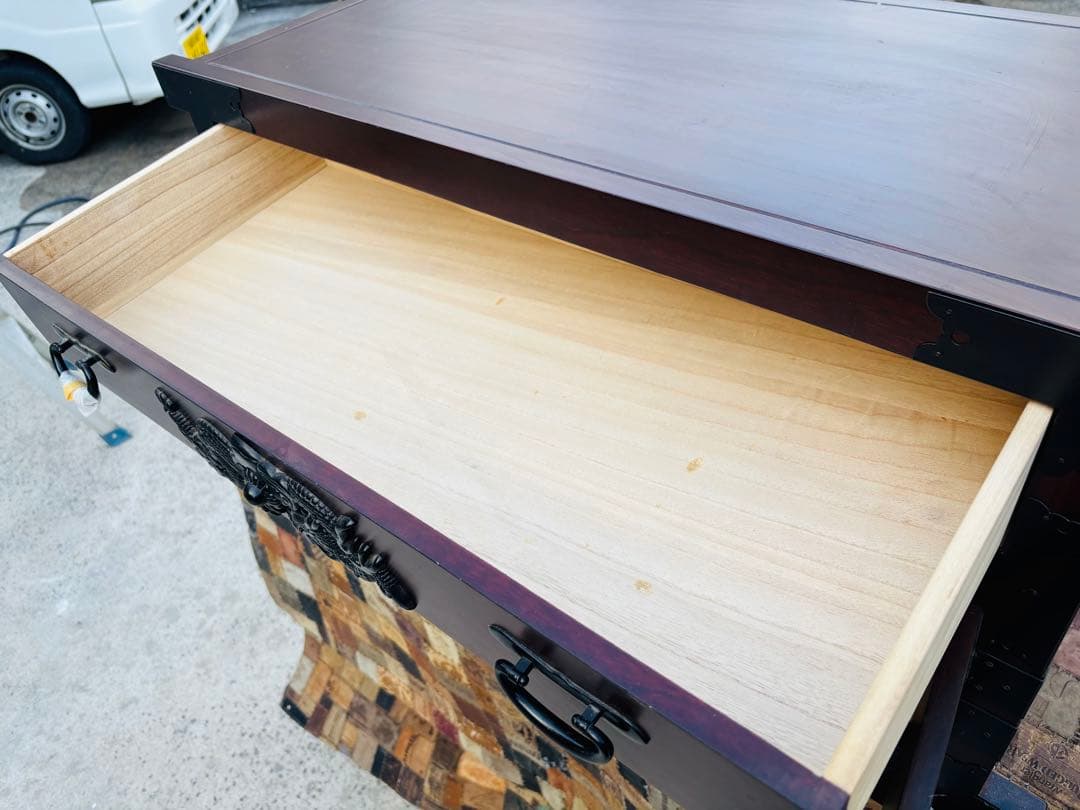 M28★車箪笥★レトロ 民芸家具 収納家具 からくり車タンス 箪笥隠し引き付き