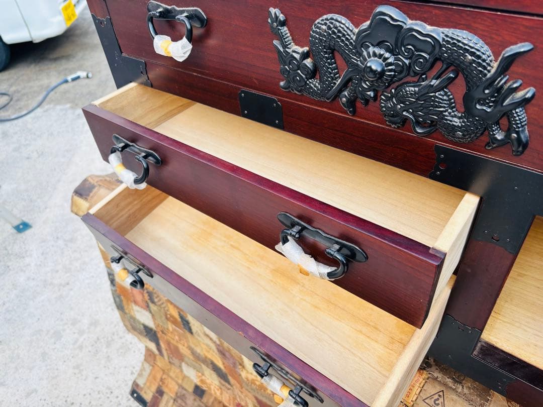 M28★車箪笥★レトロ 民芸家具 収納家具 からくり車タンス 箪笥隠し引き付き