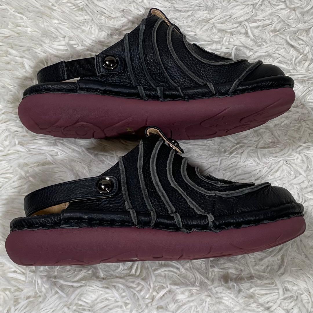 エスタシオン　未使用級　グルグルモチーフ 2wayサボサンダル　レザー　L 黒