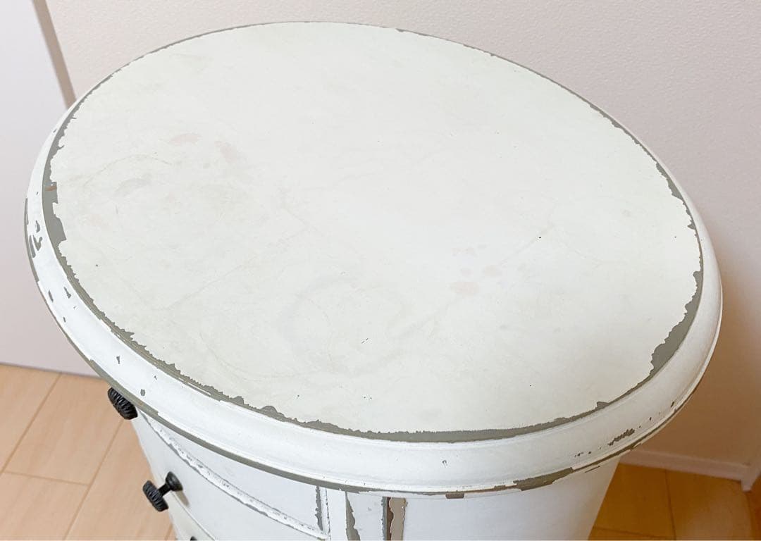 ラウンド型コンソールチェスト ホワイト 5段