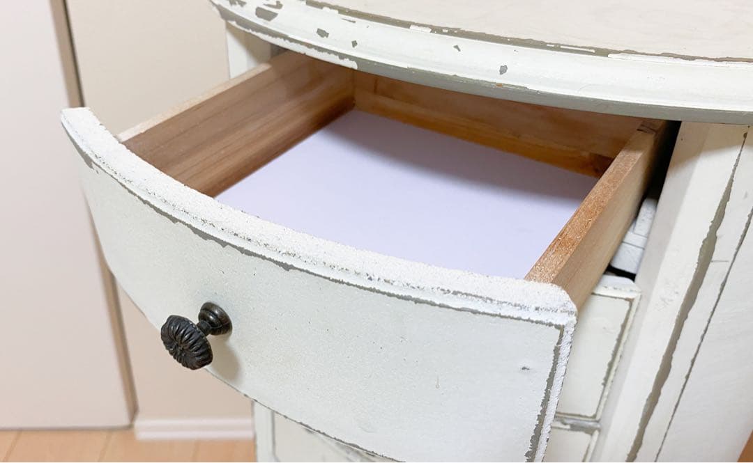 ラウンド型コンソールチェスト ホワイト 5段